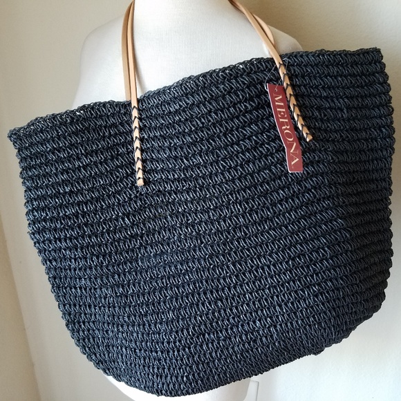 packable straw beach bag